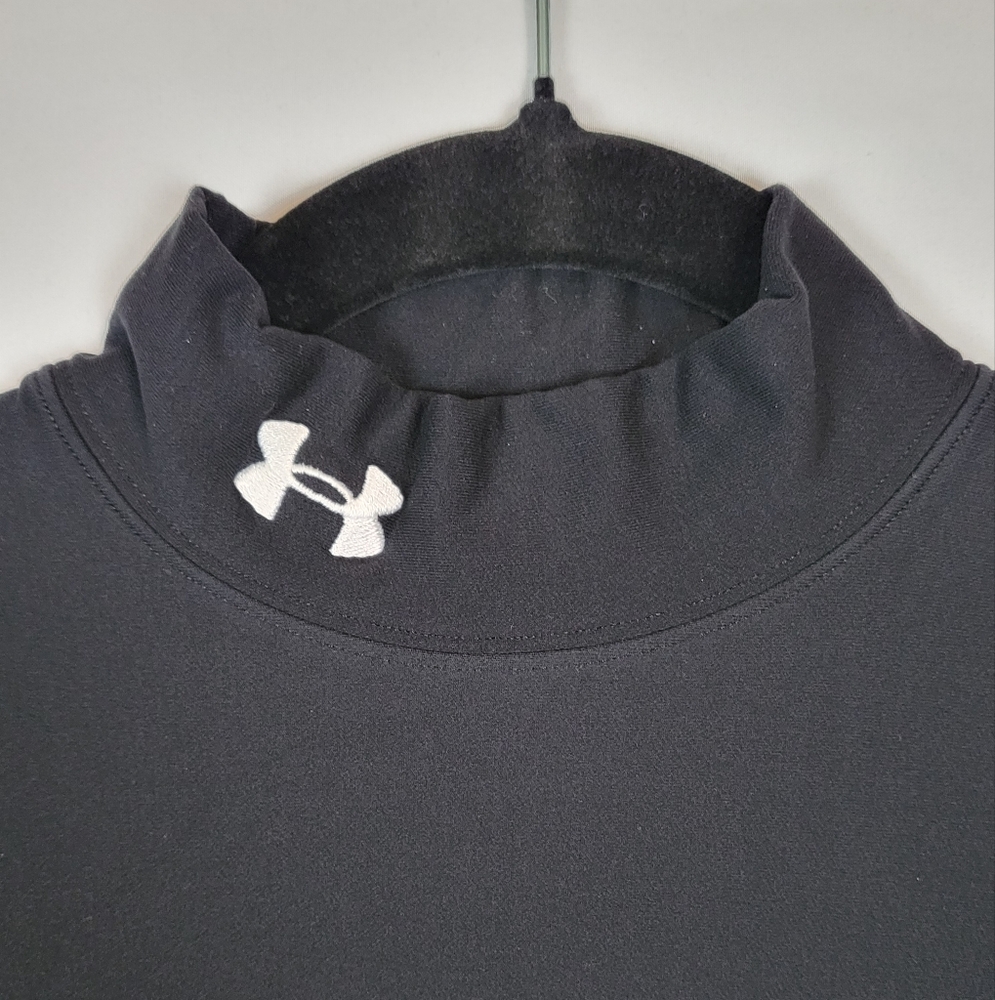 Under armour coldgear black long sleeve mock neck base layer top kids sz s/m - Picture 3 of 10